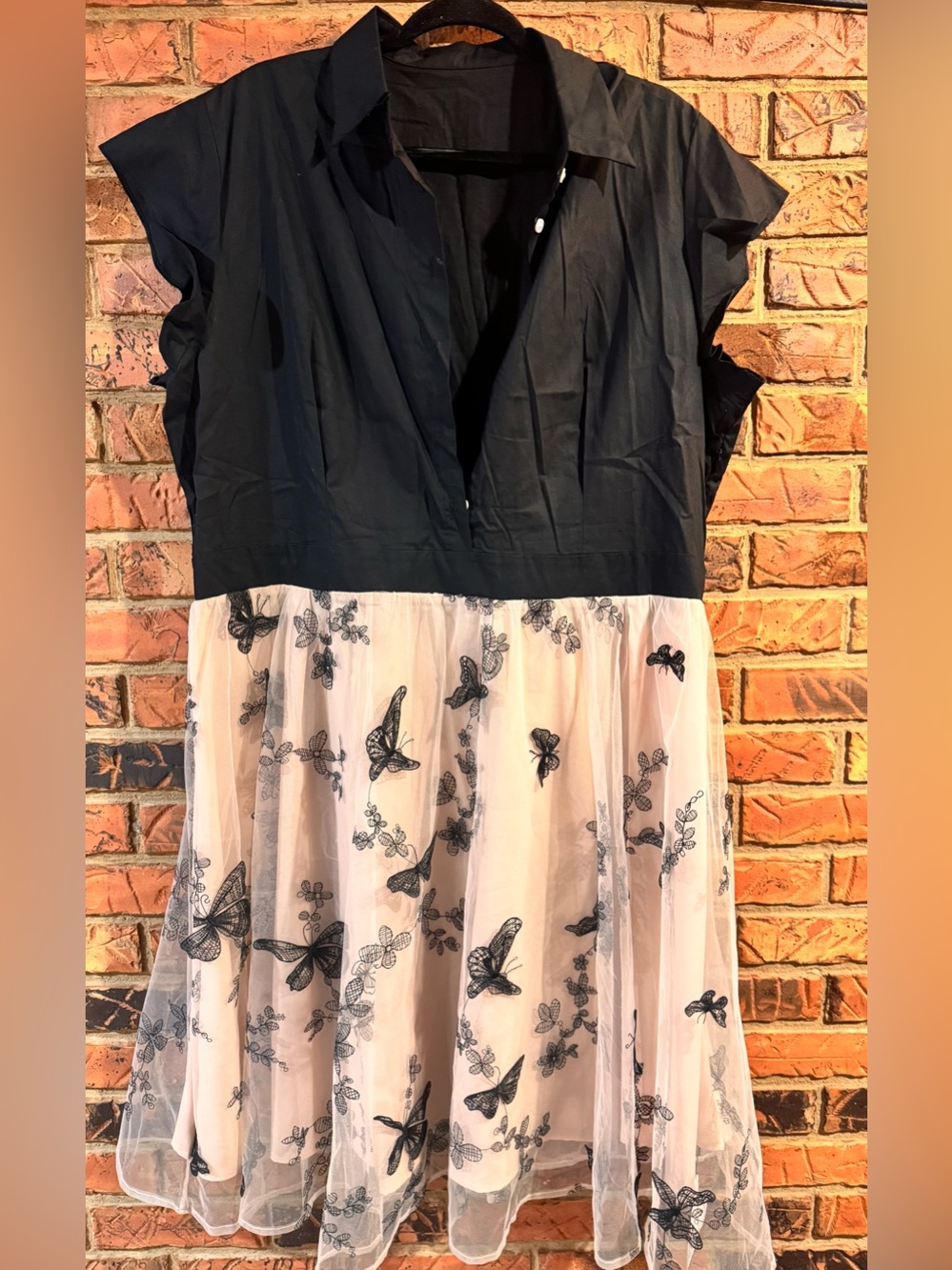 Whimsical Black & Cream Butterfly Tulle Dress